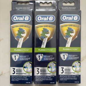 NEW! Oral-B FlossAction Replacement Brush Heads Bacteria Guard Bristles 9 TOTAL